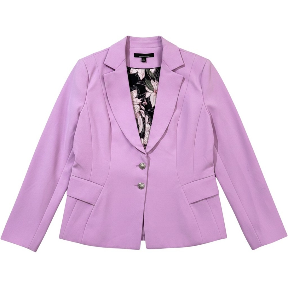 White House Black Market Signature Blazer Women 16 Stiletto Purple Floral NWT